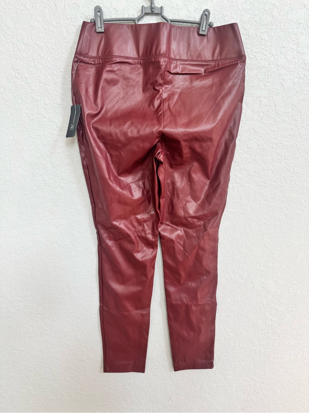 INC Faux Leather Burgundy High-Waist Leggings size 12 - Picture 5 of 5